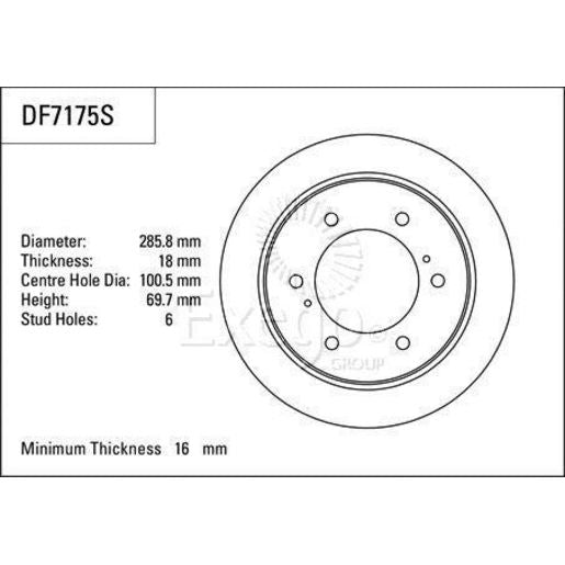 TRW Brake Rotor 285.8mm Rear DF7175S