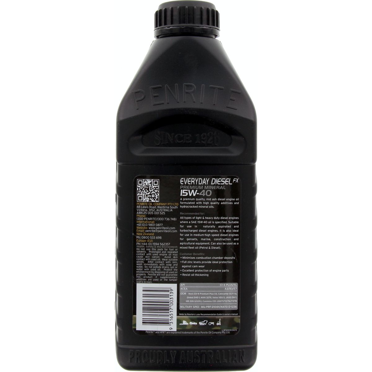 Penrite Diesel Fx Diesel 15W-40 Ci-4 Plus-Sl Engine Oil 1L