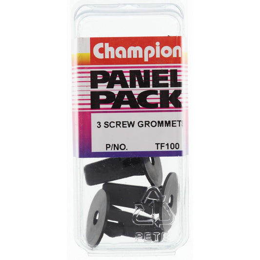 Champion Screw Grommet Black 22mm Len 5.5mm Screw Size 8x8mm Hole 20mm Head 3Pk TF100