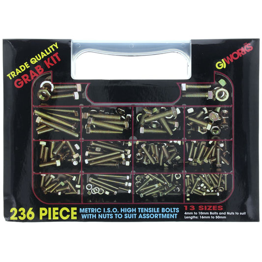 GJ Works High Tensile-Metric Bolts & Nuts Grab Kit 236pc GKA236