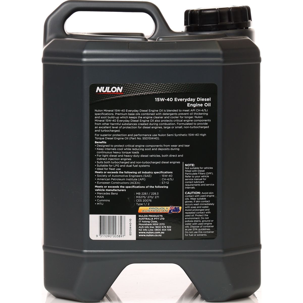 Nulon Premium Mineral Oil Everyday Diesel 15W-40 10L