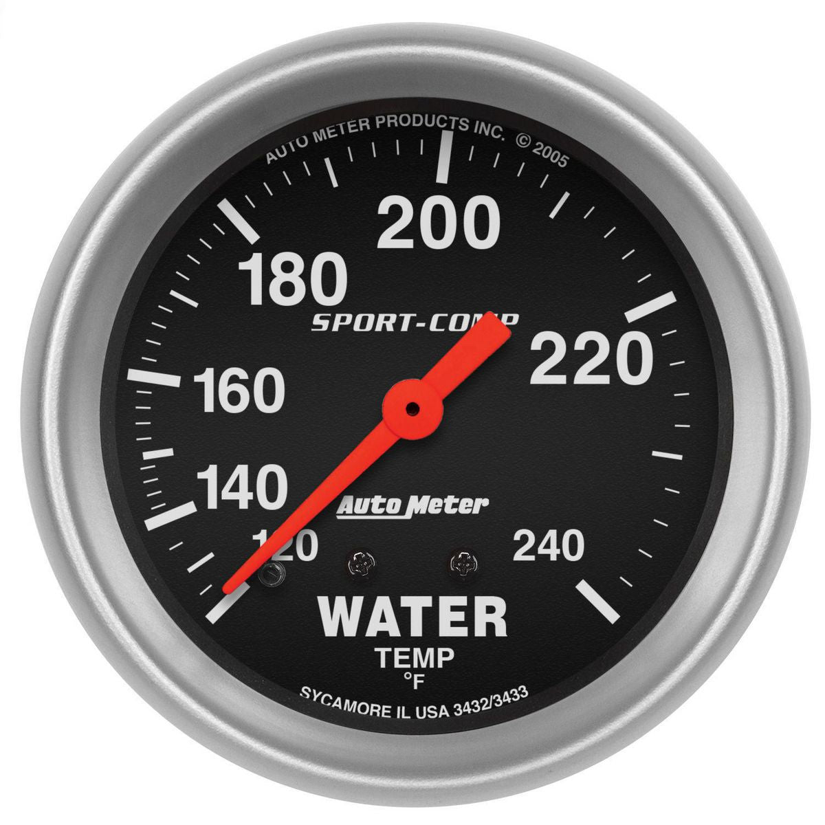 Autometer Sport-Comp 2-5/8in Water Temp Gauge 120-240F Mechanical AU3433