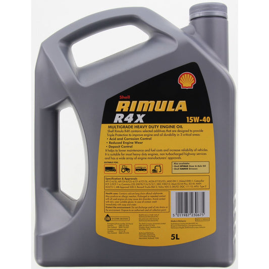 Shell Rimula R4 X 15W40 Engine Oil (CI4/E7/DH-1)/C3 5L