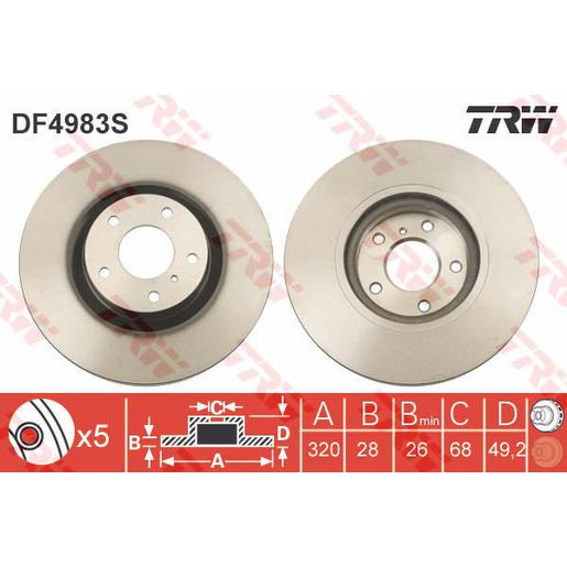 TRW Brake Rotor Front DF4983S