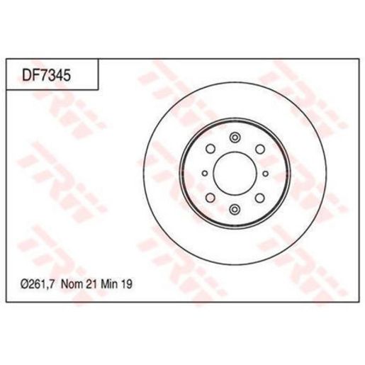 TRW Brake Rotor 261.7mm Front DF7345S