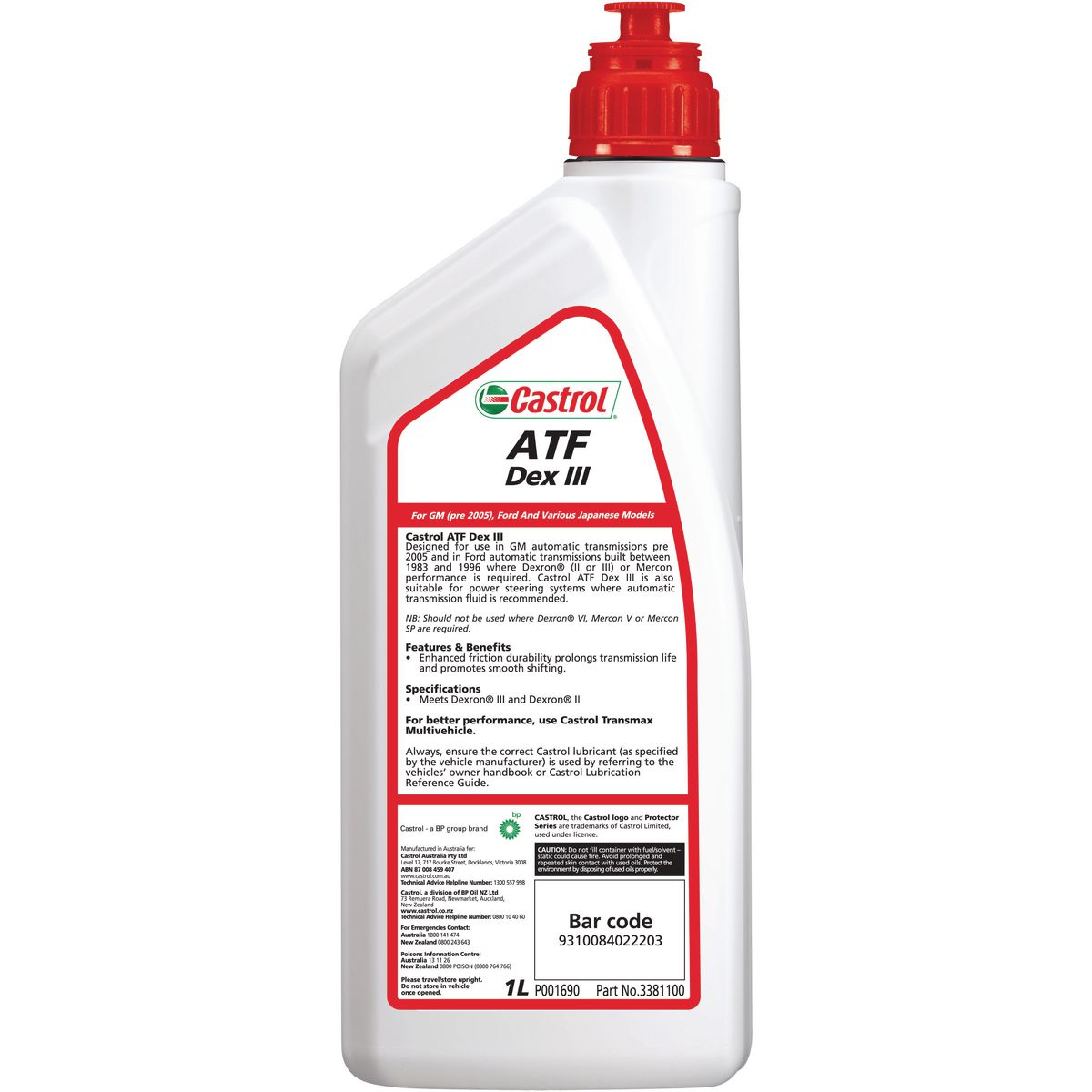 Castrol Automatic Transmission Fluid ATF Dex III 1L 3381100