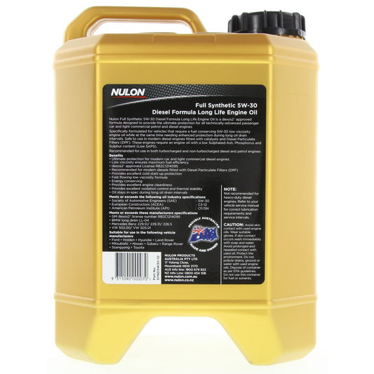 Nulon Full Synthetic Diesel Formula Long Life Engine Oil 5W-30 10L