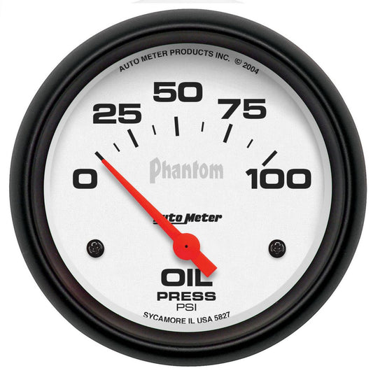 Autometer Phantom 2-5/8in Oil Pressure Gauge 0-100PSI Short Sweep Electric AU5827