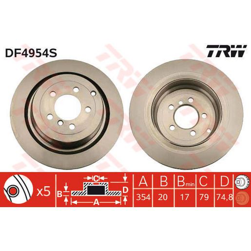 TRW Brake Rotor Rear DF4954S