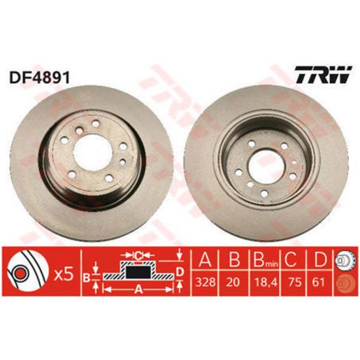 TRW Brake Rotor Rear LH DF4891S