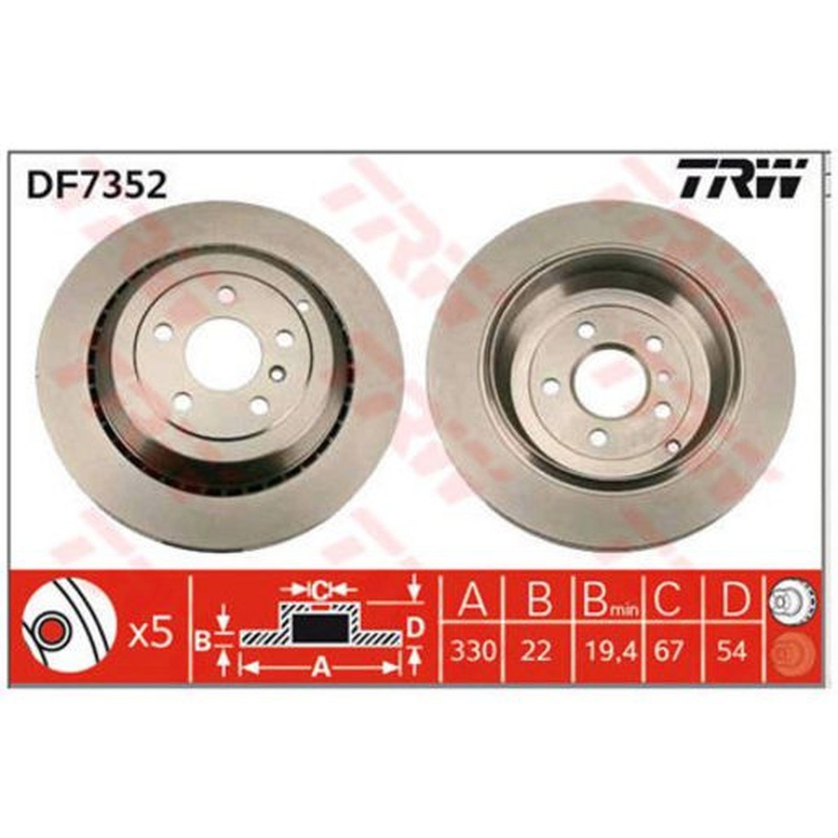 TRW Brake Rotor Single 330mm Rear DF7352S