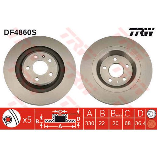 TRW Brake Rotor Rear DF4860S