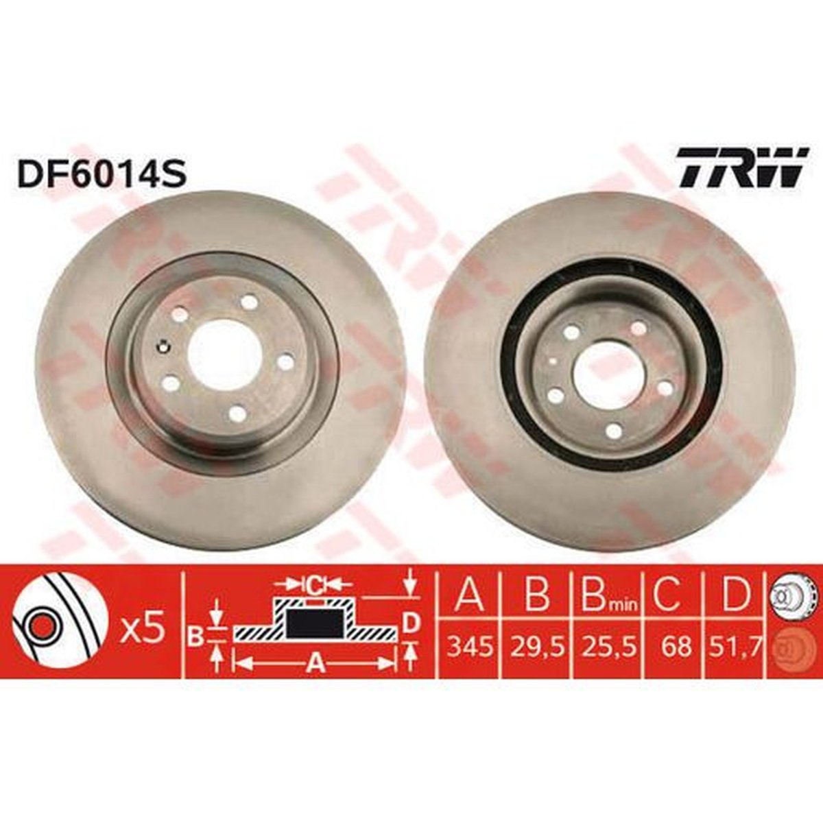 TRW Brake Rotor Front Single DF6014S