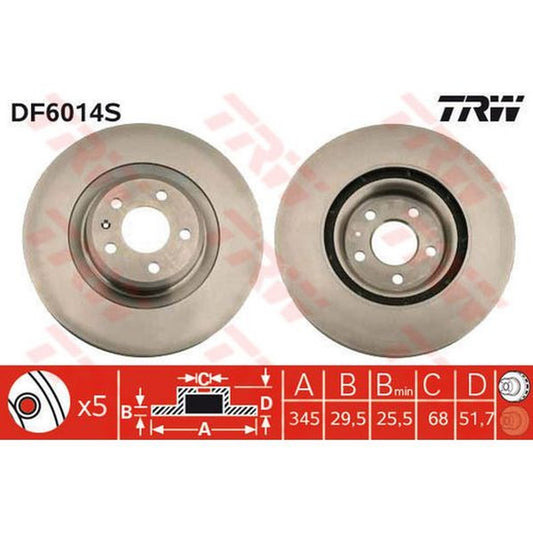 TRW Brake Rotor Front Single DF6014S