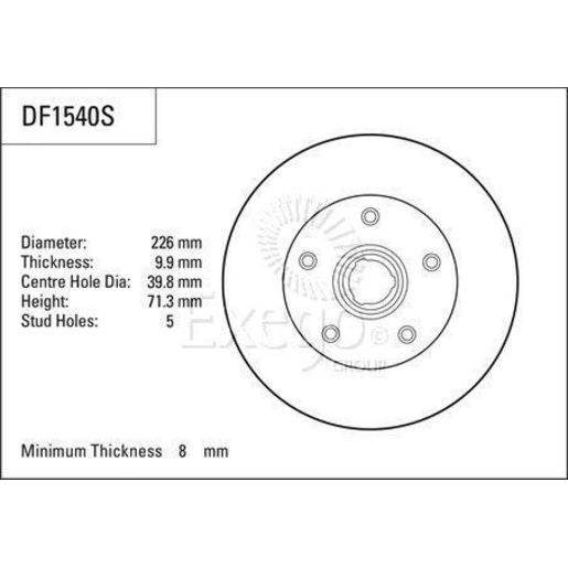 TRW Brake Rotor Single 226mm Rear DF1540S