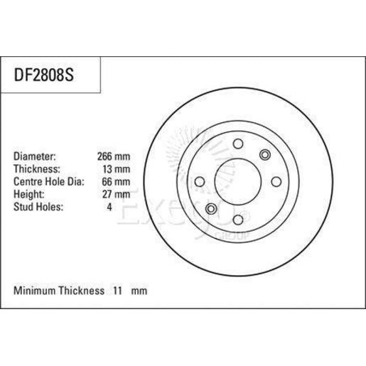 TRW Brake Rotor Single 266mm Front DF2808S