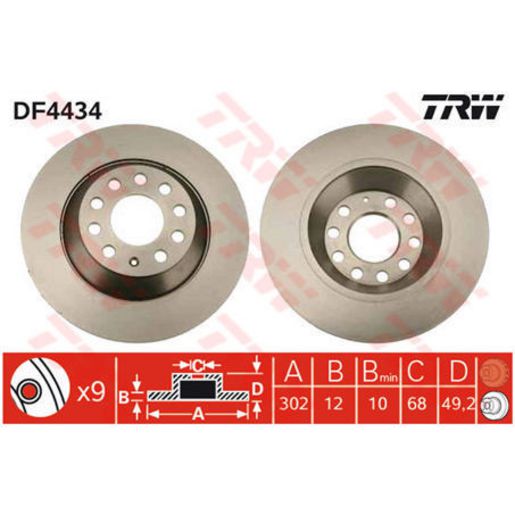 TRW Brake Rotor Single Rear DF4434S