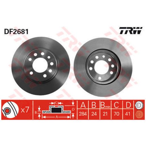 TRW Brake Rotor Single 284mm Front DF2681S