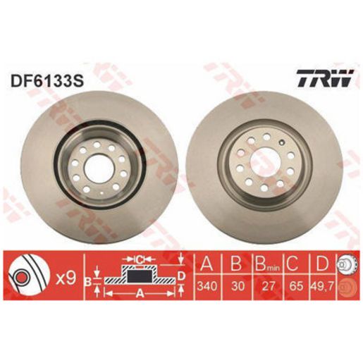 TRW Brake Rotor Front DF6133S