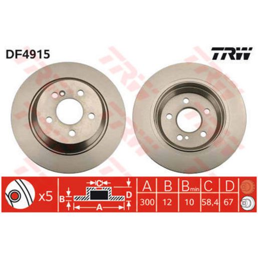 TRW Brake Rotor Single Rear DF4915S