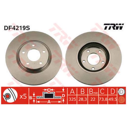 TRW Brake Rotor 325mm Front DF4219S