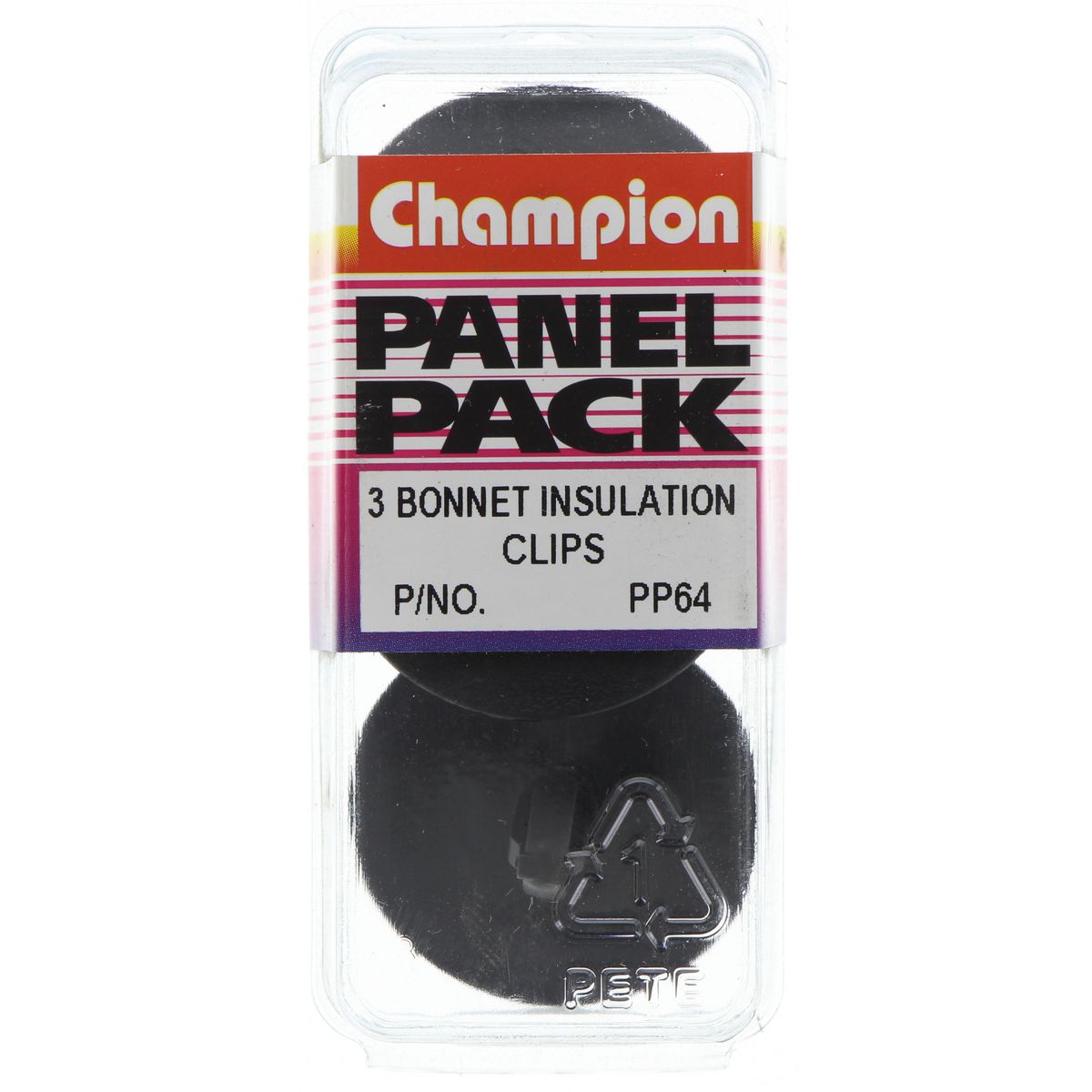 Champion Bonnet Retainer Black 18mm Len 9mm Hole 35mm Head 3Pk PP64