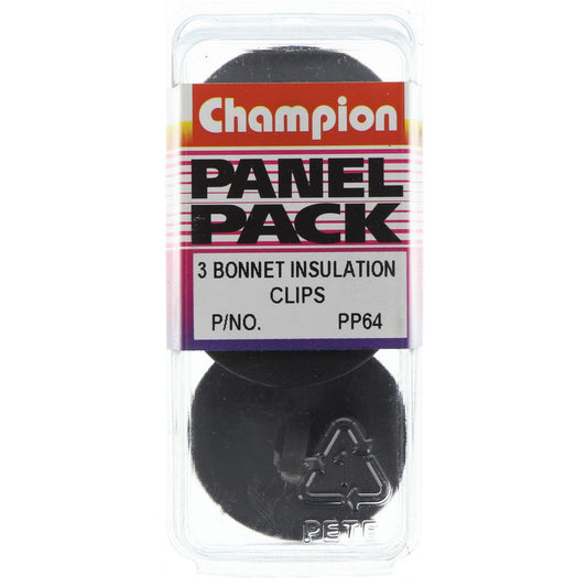 Champion Bonnet Retainer Black 18mm Len 9mm Hole 35mm Head 3Pk PP64