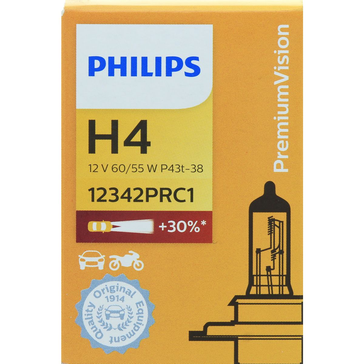 Philips Premium H4 Globe 12V 60/55W 12342PR
