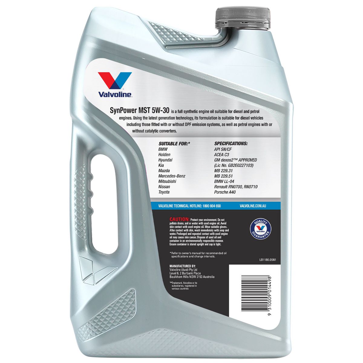 Valvoline Full Synthetic SynPower MST Engine Oil 5W-30 5L 1186.05
