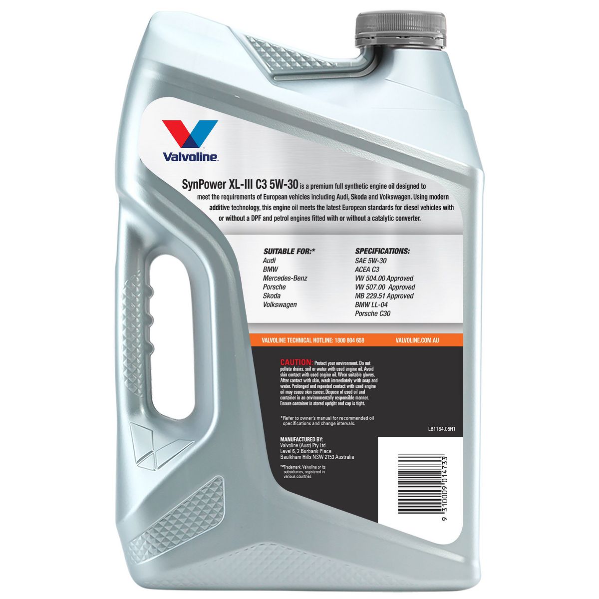 Valvoline Full Synthetic SynPower XL-lll Engine Oil 5W-30 5L 1184.05