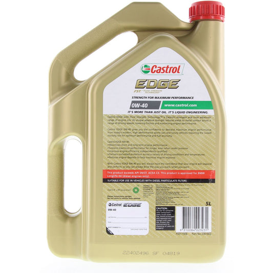 Castrol EDGE Full Synthetic 0W40 Diesel Engine Oil 5L 3381862