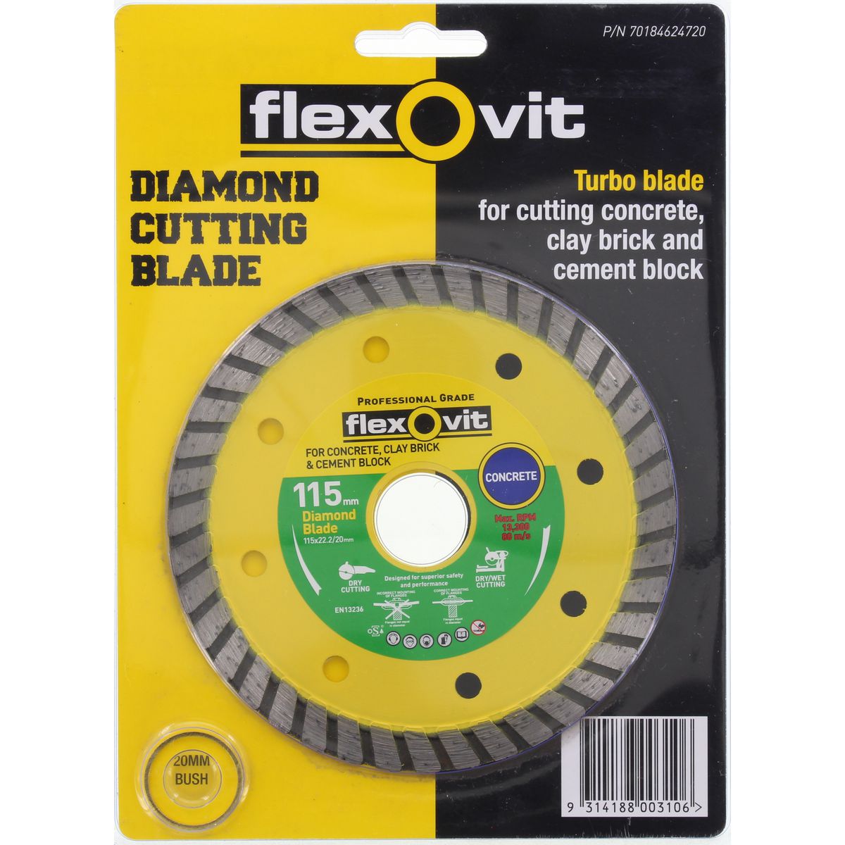 Flexovit Concrete And Clay 115 X 22mm Brick Cutter 70184624720