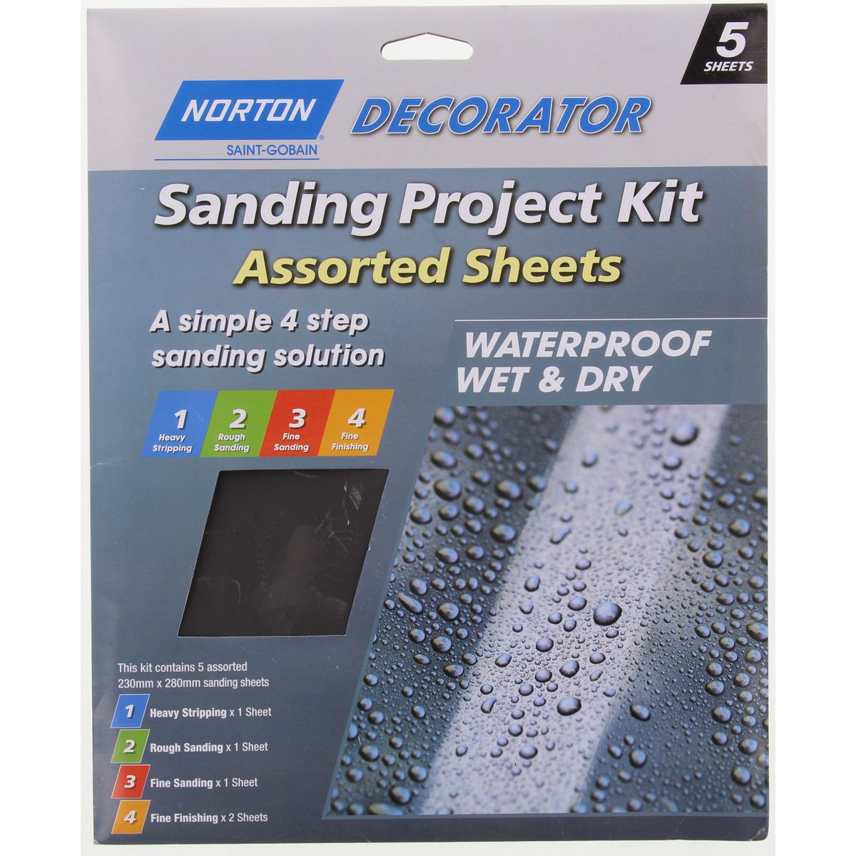 Flexovit Waterproof Sheets 230x280mm Assorted 5Pk 66623326256