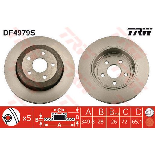 TRW Brake Rotor Rear DF4979S
