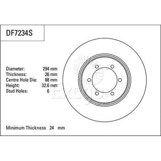 TRW Brake Rotor 294mm Front DF7234S
