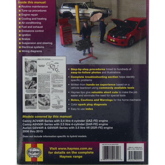 Haynes Repair Manual Suits Toyota Camry & Toyota Aurion 06-13 92709