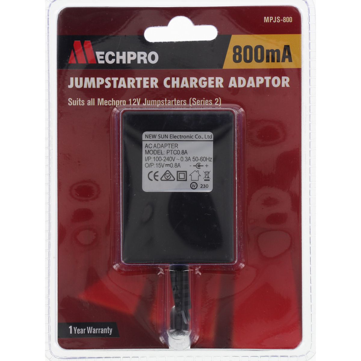 Mechpro Jumpstarter Charger Adapter 15V DC 800mA MPJS-800