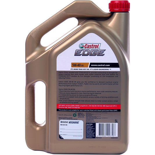 Castrol EDGE 5W40 SN Engine Oil 5L 3383420