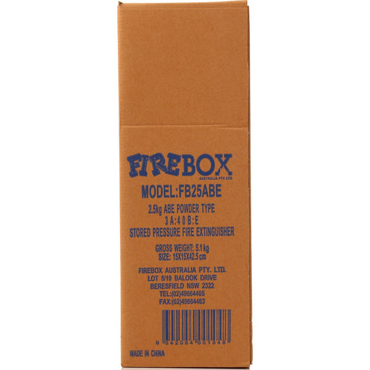 Firebox Fire Extinguisher Dry Chemical Powder ABE 2.5kg with Vehicle & Wall Bracket FB25ABE