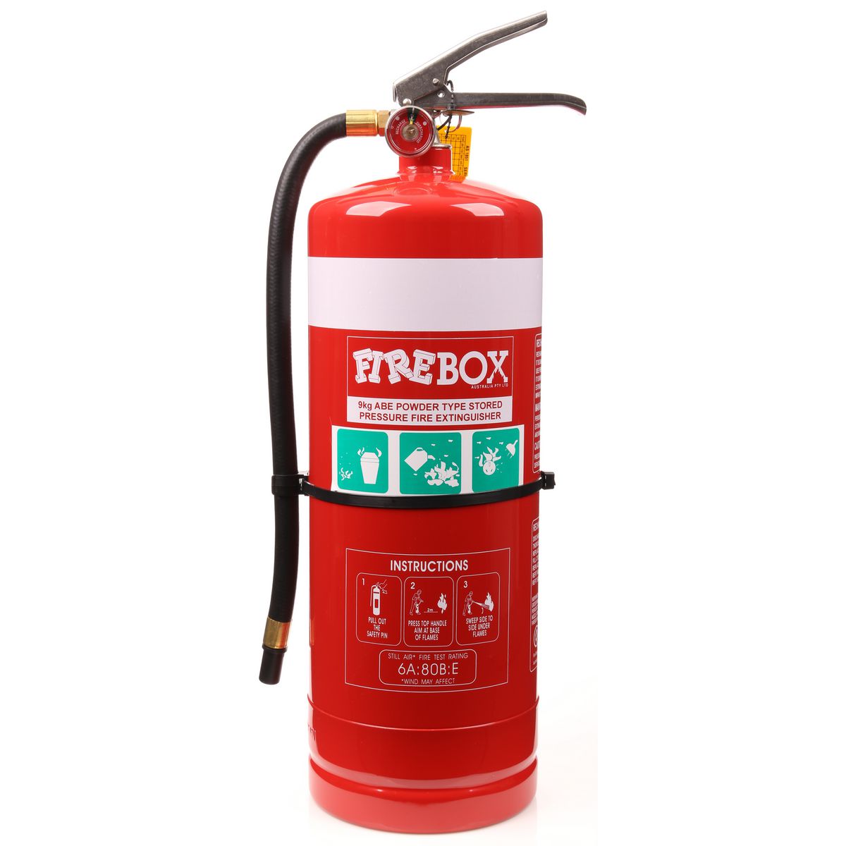 Firebox Fire Extinguisher Dry Chemical Powder ABE 9kg FB90ABE