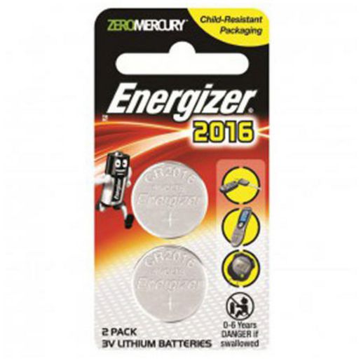 Energizer Coin Batteries Lithium 3V 2016 2 Pack ECR2016BS2