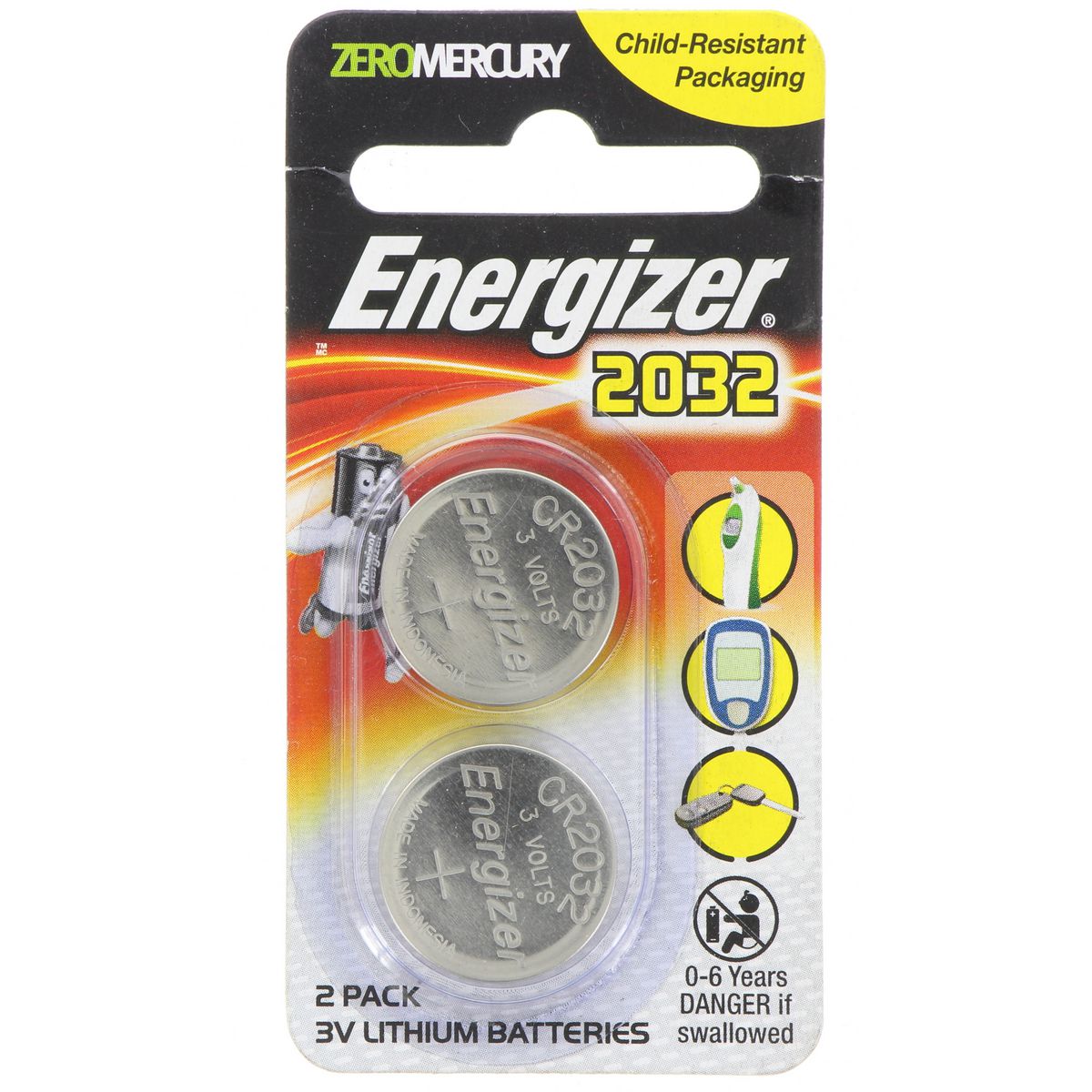 Energizer Coin Batteries Lithium 3V 2 Pack CR2032 ECR2032BS2