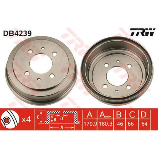 TRW Drum Brake Single 180.3mm DB4239