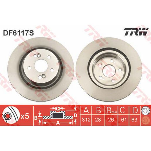 TRW Brake Rotor Front DF6117S