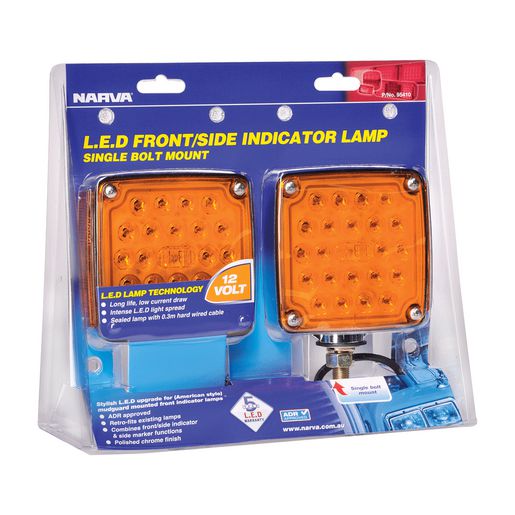 Narva LED Front/Side Indicator Lamp Pack 119x128mm 12V 40mm Bolts 95410