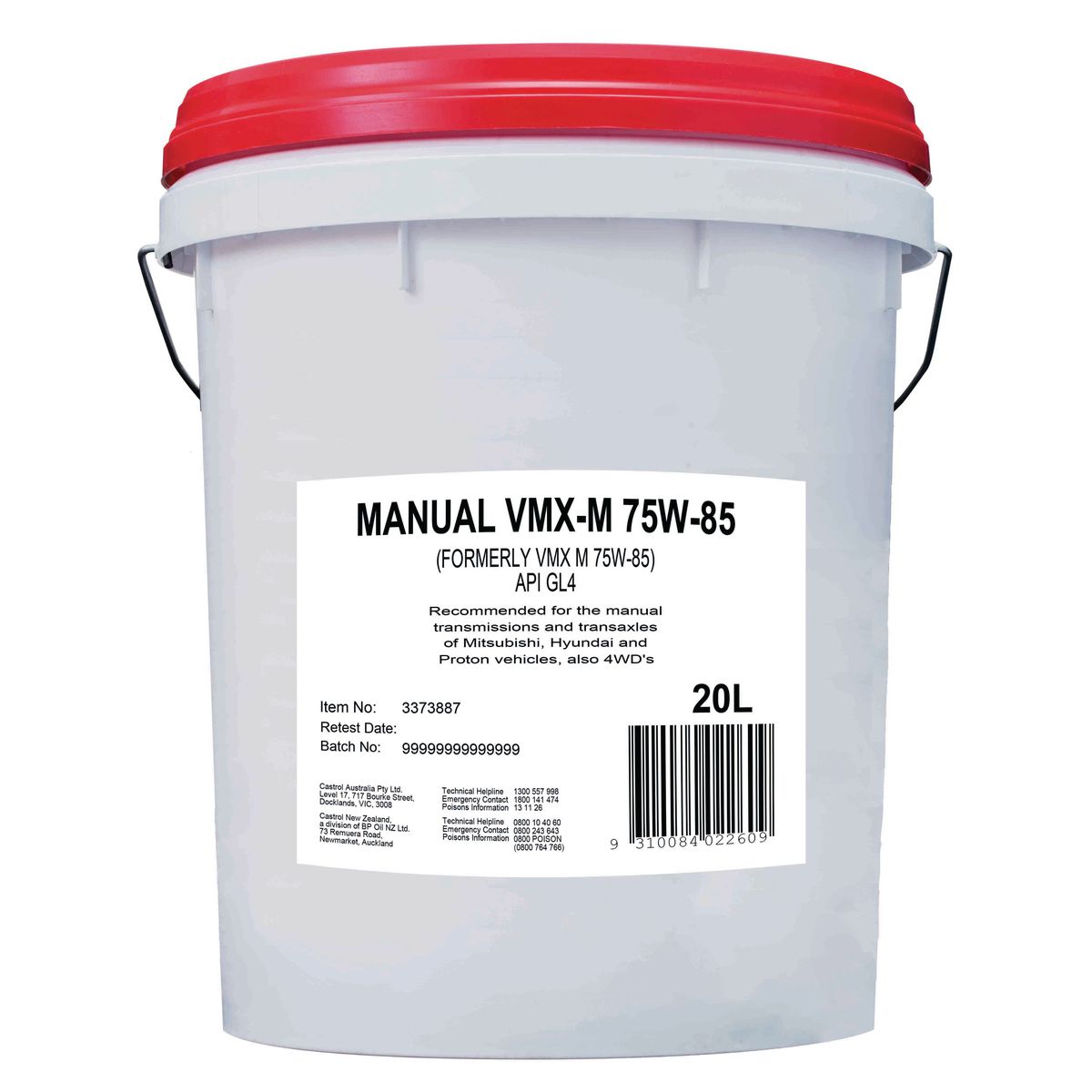 Castrol VMX Manual Transmission Fluid 75W-85 20L 3373887