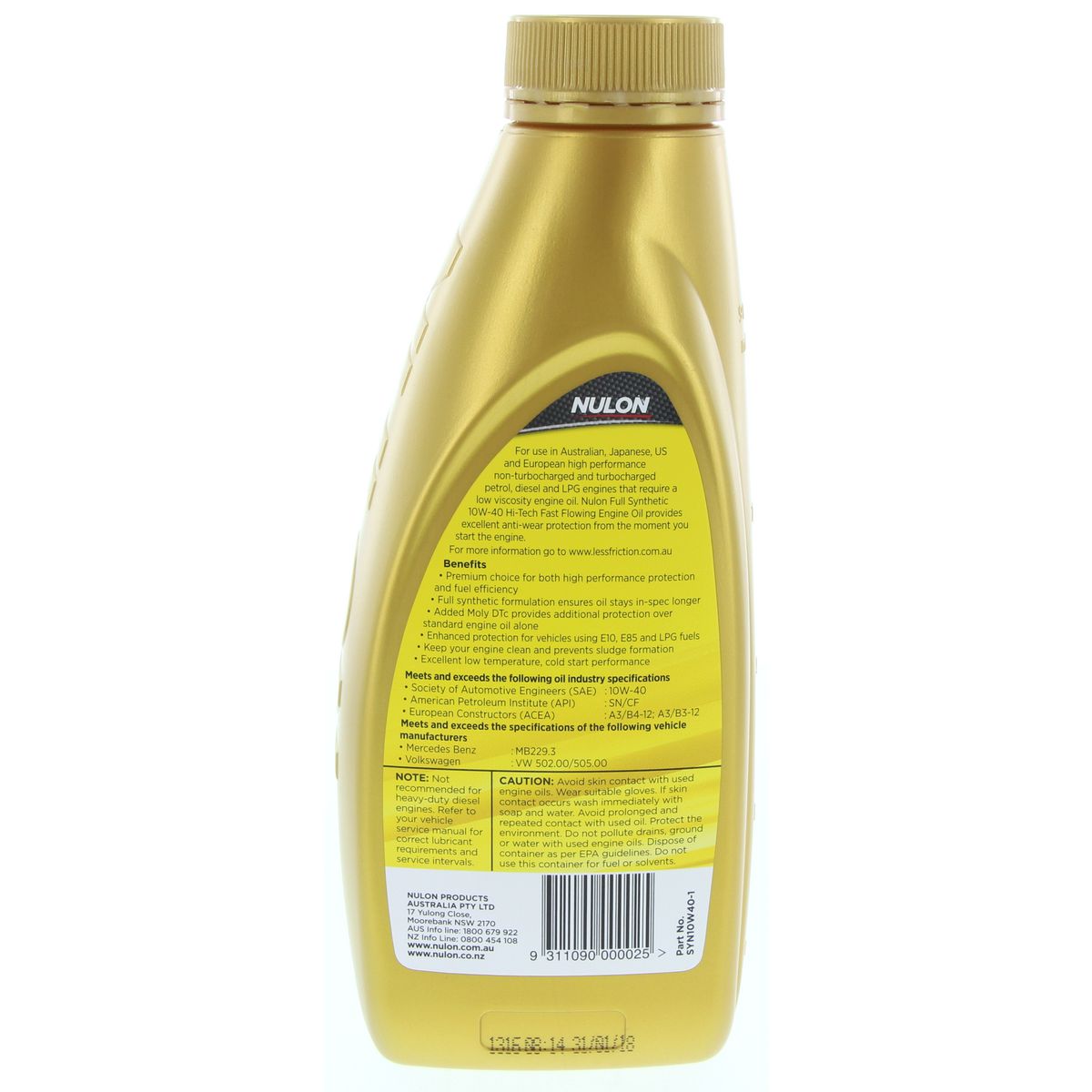 Nulon Full Synthetic Hi-Tech Engine Oil 10W-40 1L