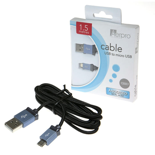 Aerpro Male USB to Male Micro USB Cable Aluminium 1.5m ADM2USBA