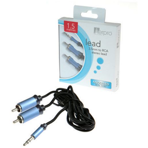 Aerpro 3.5mm to 2 RCA Stereo Lead Aluminium 1.5m ADM2R35A