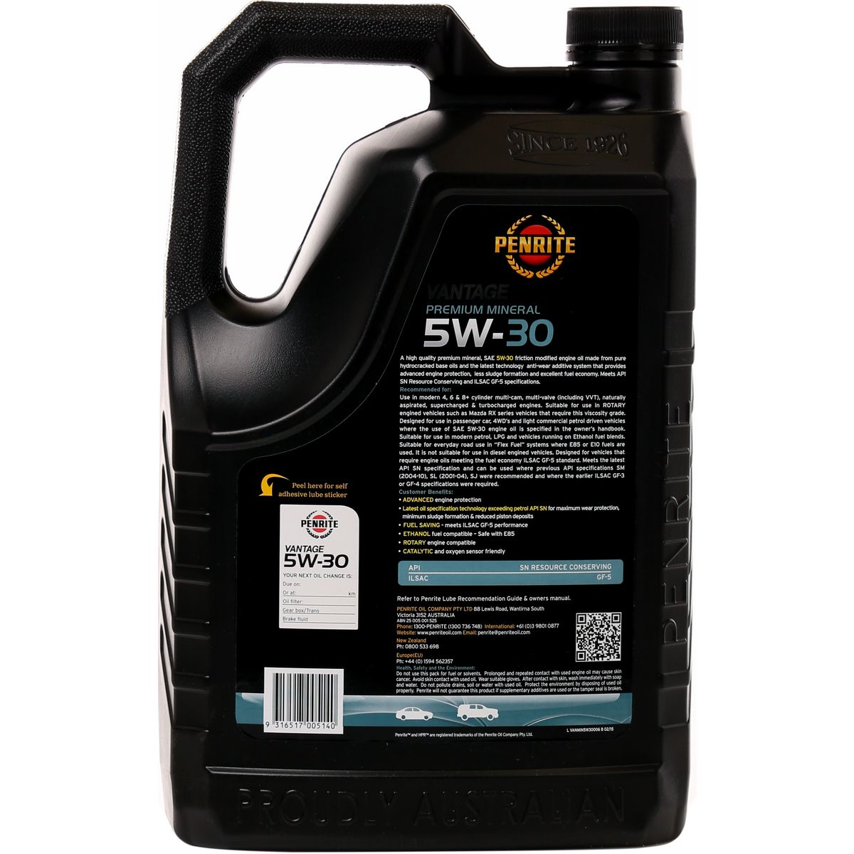 Penrite Vantage Premium Mineral 5W-30 Engine Oil 6L